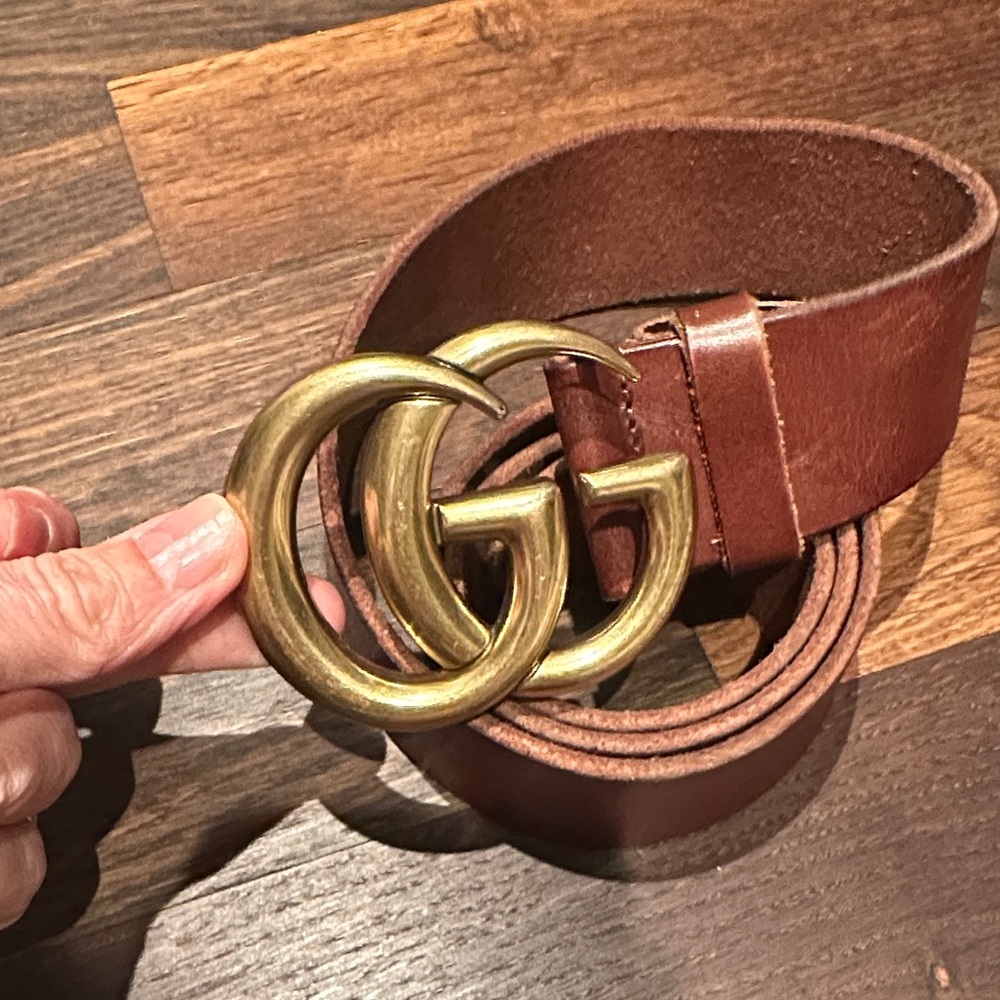 Gucci GG Marmont leather belt- brown- SZE 80/32